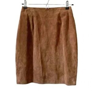 Vintage Suede Skirt Pencil Mini Lined Tan Brown Size 0 XS
